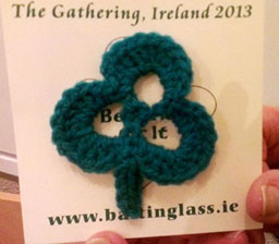 Crocheted shamrock for the Baltinglass Gathering